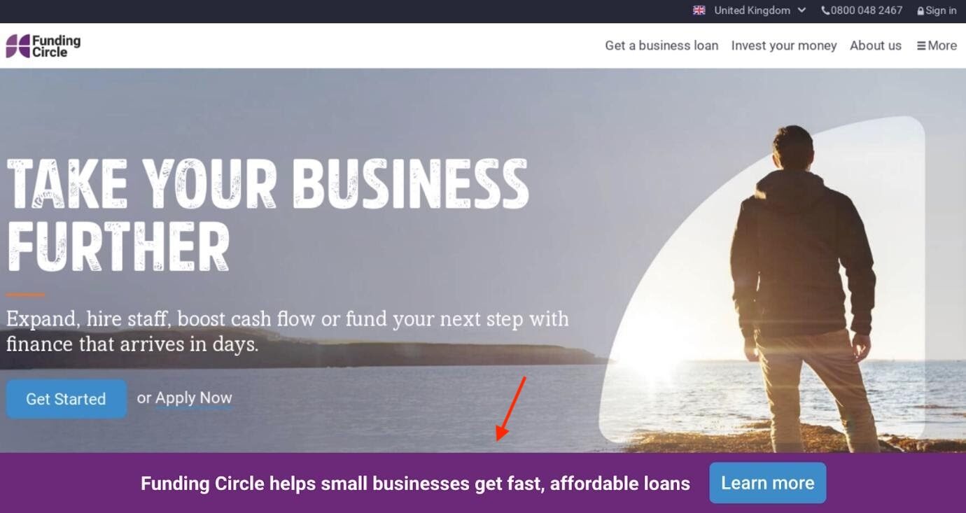 مثال على الشريط اللاصق الخاص بـ Funding Circle