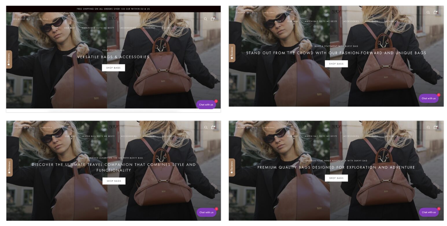 Bukvybags Beispiel für das Wertversprechen von A/B-Tests