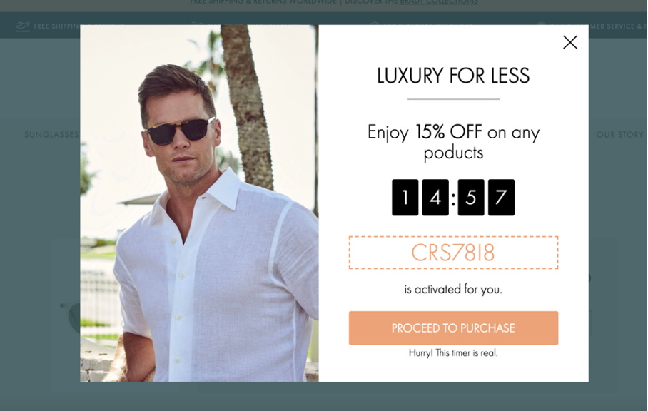 تحث النافذة المنبثقة لكريستوفر كلوس زوار موقع الويب على اتخاذ إجراء باستخدام مؤقت العد التنازلي