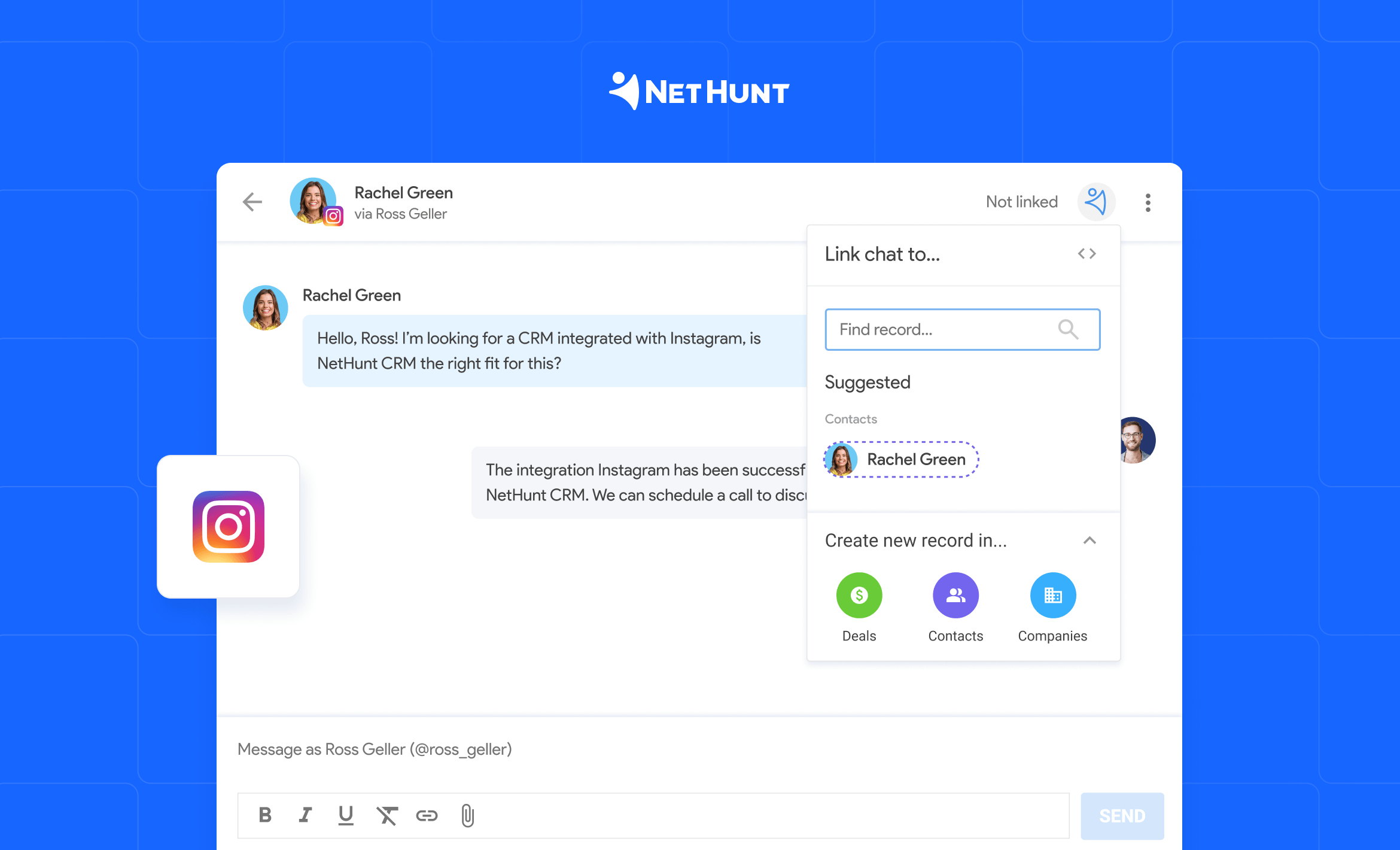 Integração do Instagram do NetHunt CRM