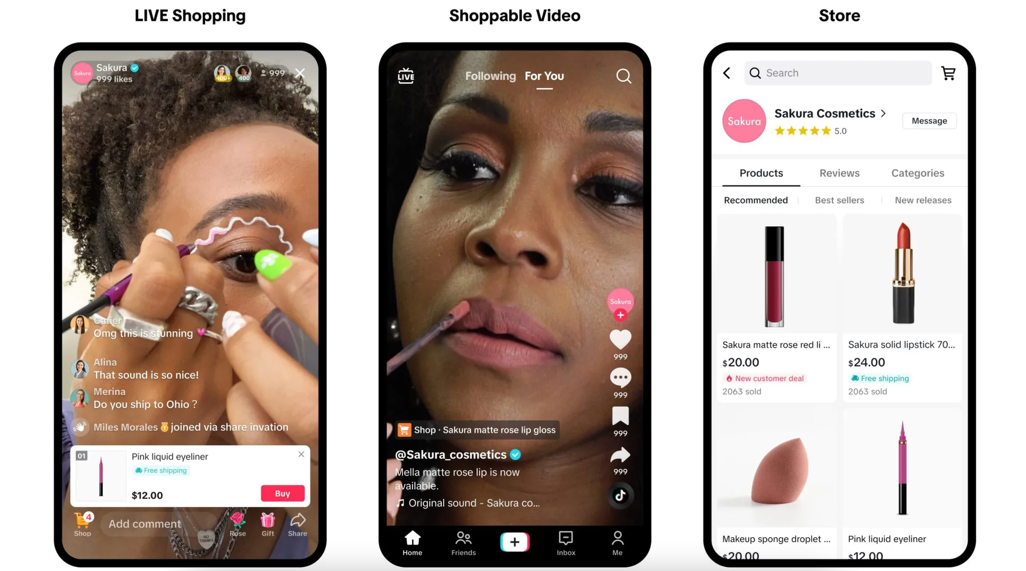 لقطة شاشة لمتجر tiktok والبث المباشر