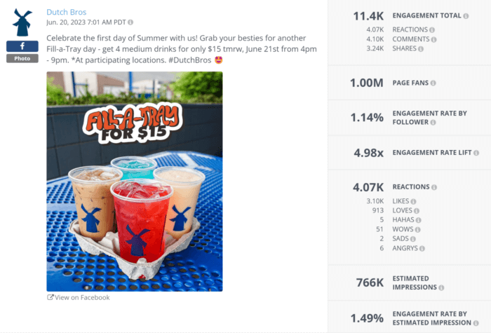 تبدو حملة "ملء صينية" التي أطلقتها شركة Dutch Bros مع صورة شهية لأربعة مشروبات مثلجة مثالية لبداية الصيف.