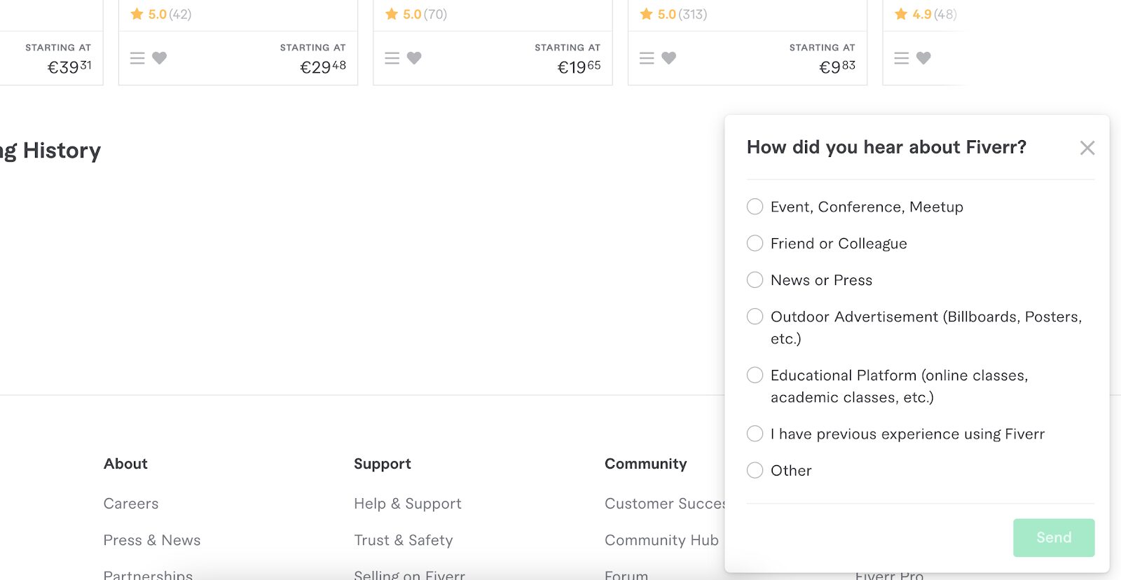 Fiverr 反馈表示例如何增强简单性，帮助您收集更多反馈。