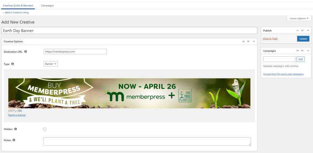 새 크리에이티브 추가(5) | 쉬운 제휴 Easy Affiliate Add New Creative
