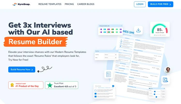 HyreSnap صانع السيرة الذاتية