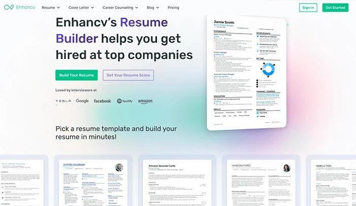 Enhancv ai منشئ السيرة الذاتية