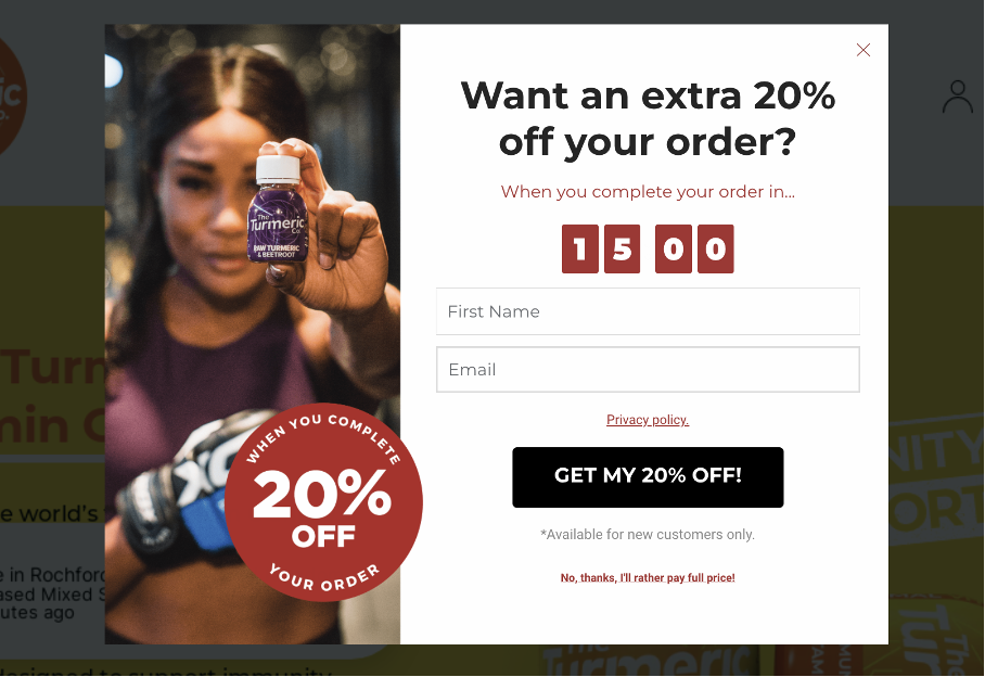 Przykładowy kod kuponu porzuconego koszyka