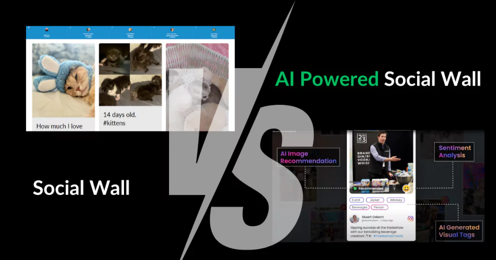 従来のソーシャル ウォール vs AI を活用したソーシャル ウォール