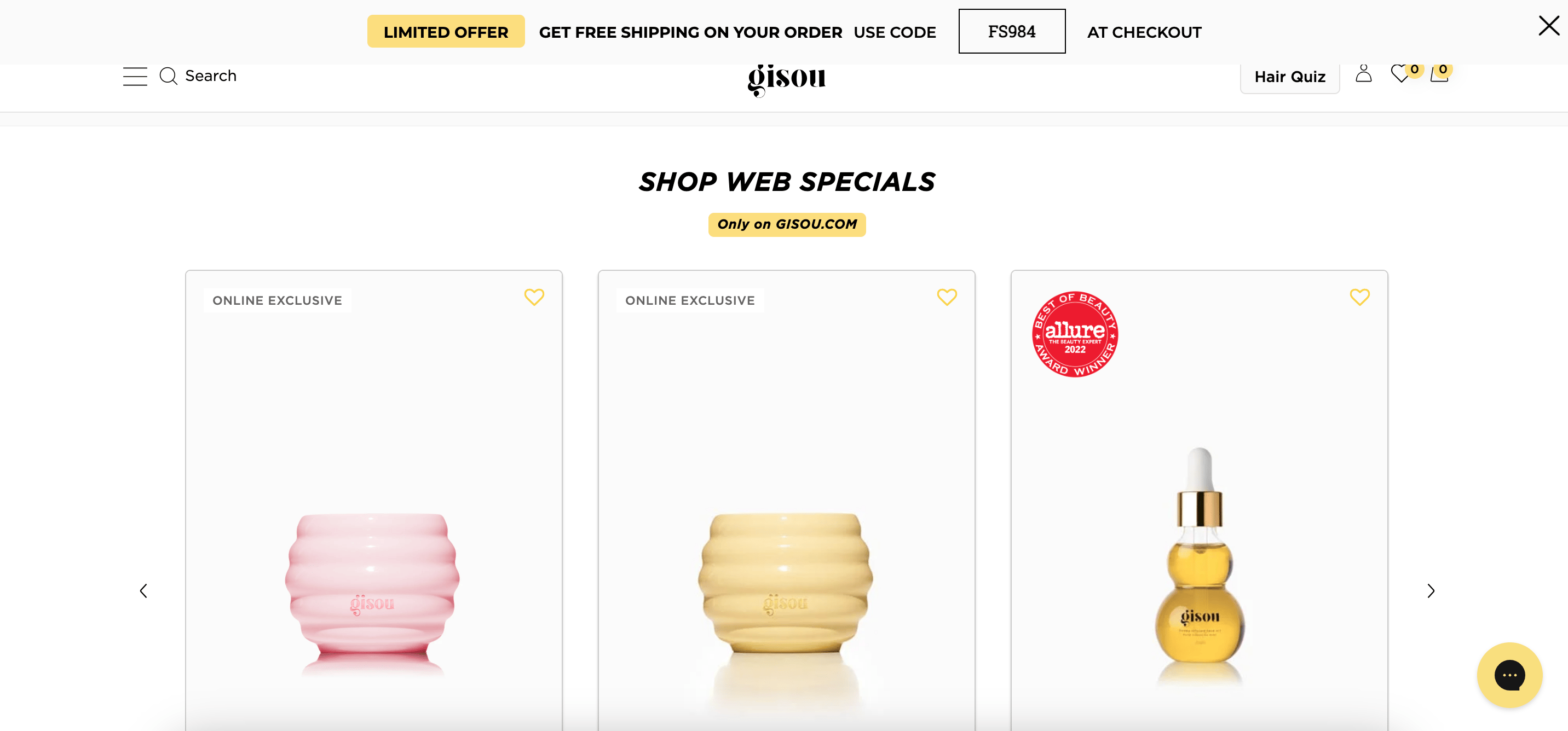 Gisou のフローティング バーは、限定オファーをランディング ページに表示することで緊迫感を生み出します