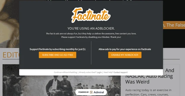 ファクティネートは有料サブスクリプションまたは許可リストを提供します