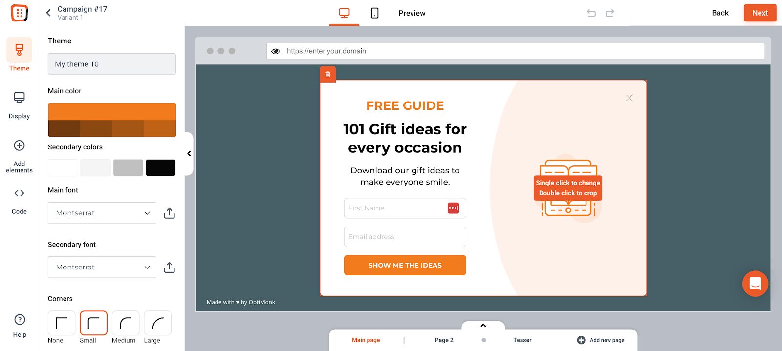 如何使用 OptiMonk 建立潛在客戶捕獲彈出窗口