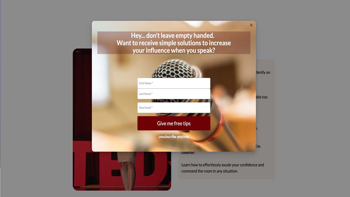 مثال من جورجينا تشانغ. إنه يُظهر الحالة السفلية للحث على اتخاذ إجراء أعطني نصائح مجانية.