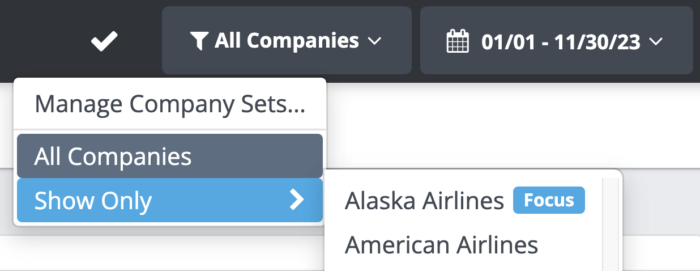 يمكنك اختيار Alaska Airlines فقط في تحليل وسائل التواصل الاجتماعي الخاص بك للتعمق في الشركة التي تركز عليها.