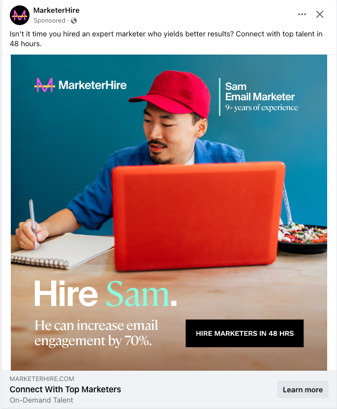 De la MarketerHire. Imaginea arată toate numerele solide și este bine concepută.