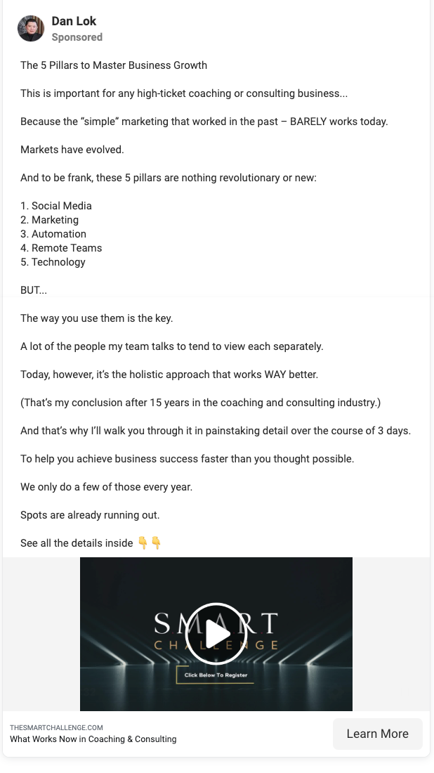 O imagine afișează exemplu de anunț pentru segmentul 2 de public.