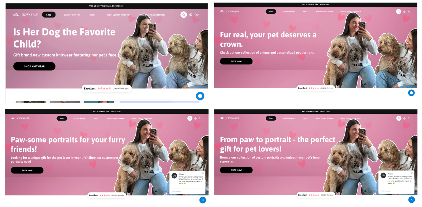 Crown & Paw A/B 테스트 예시