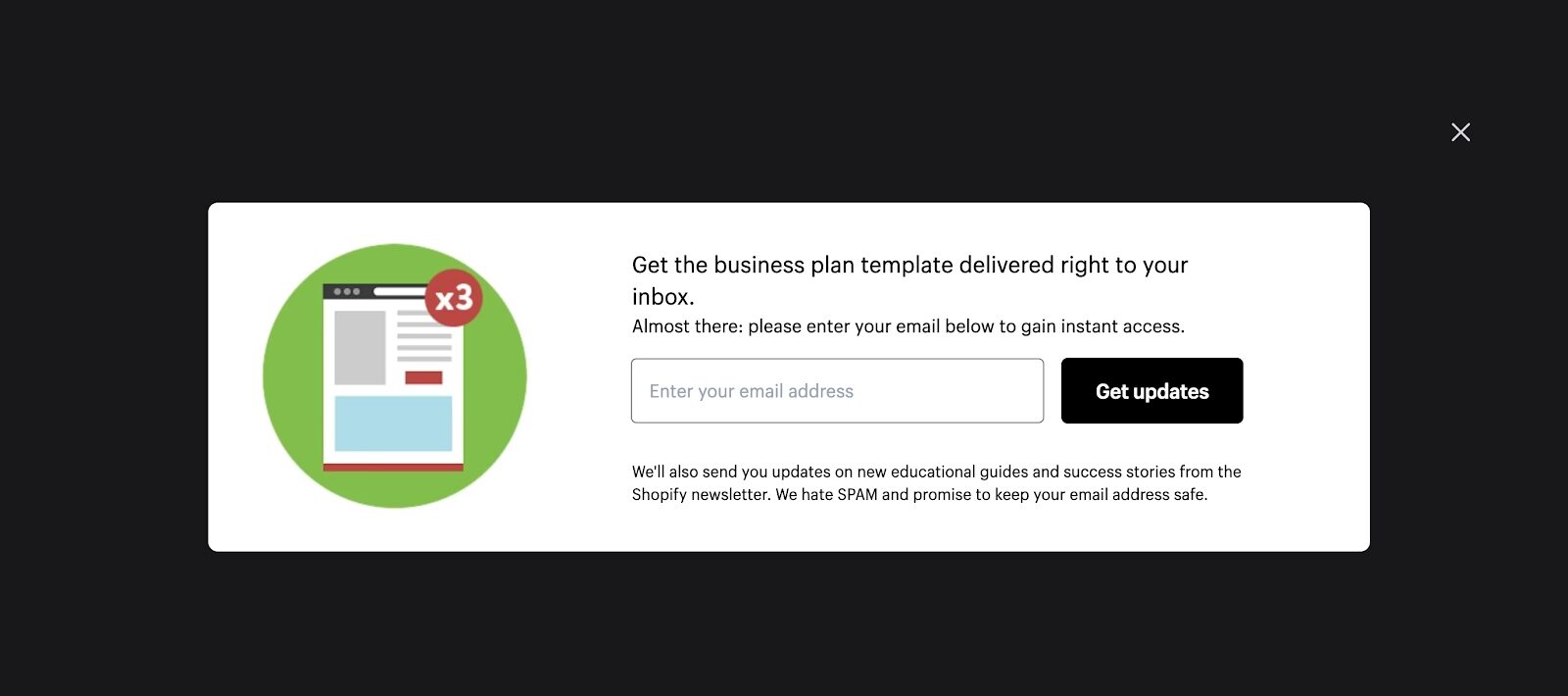 Shopify 僅要求提供電子郵件地址作為選擇加入