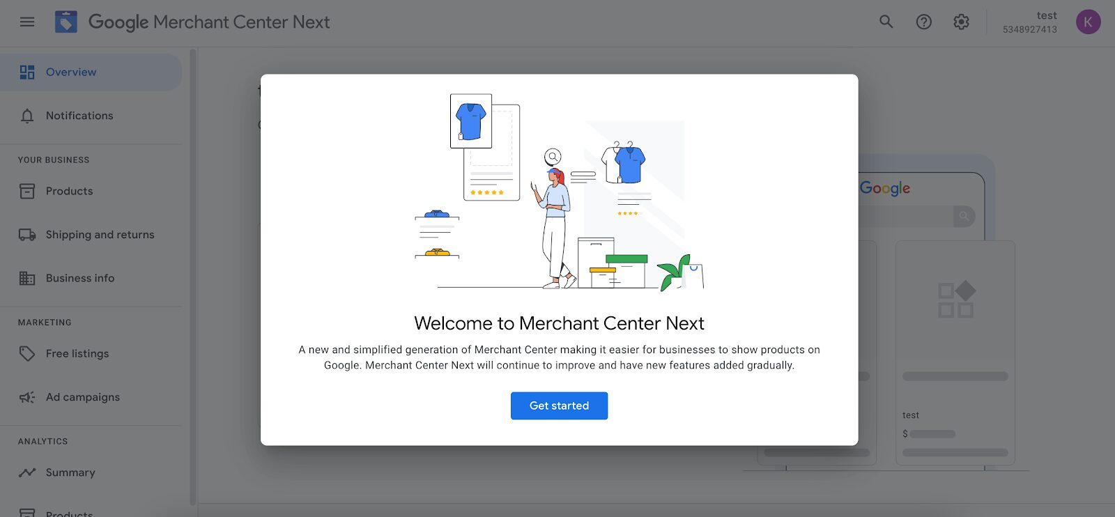 Gdy już to zrobisz, zostaniesz przekierowany do Centrum Sprzedawcy Google.