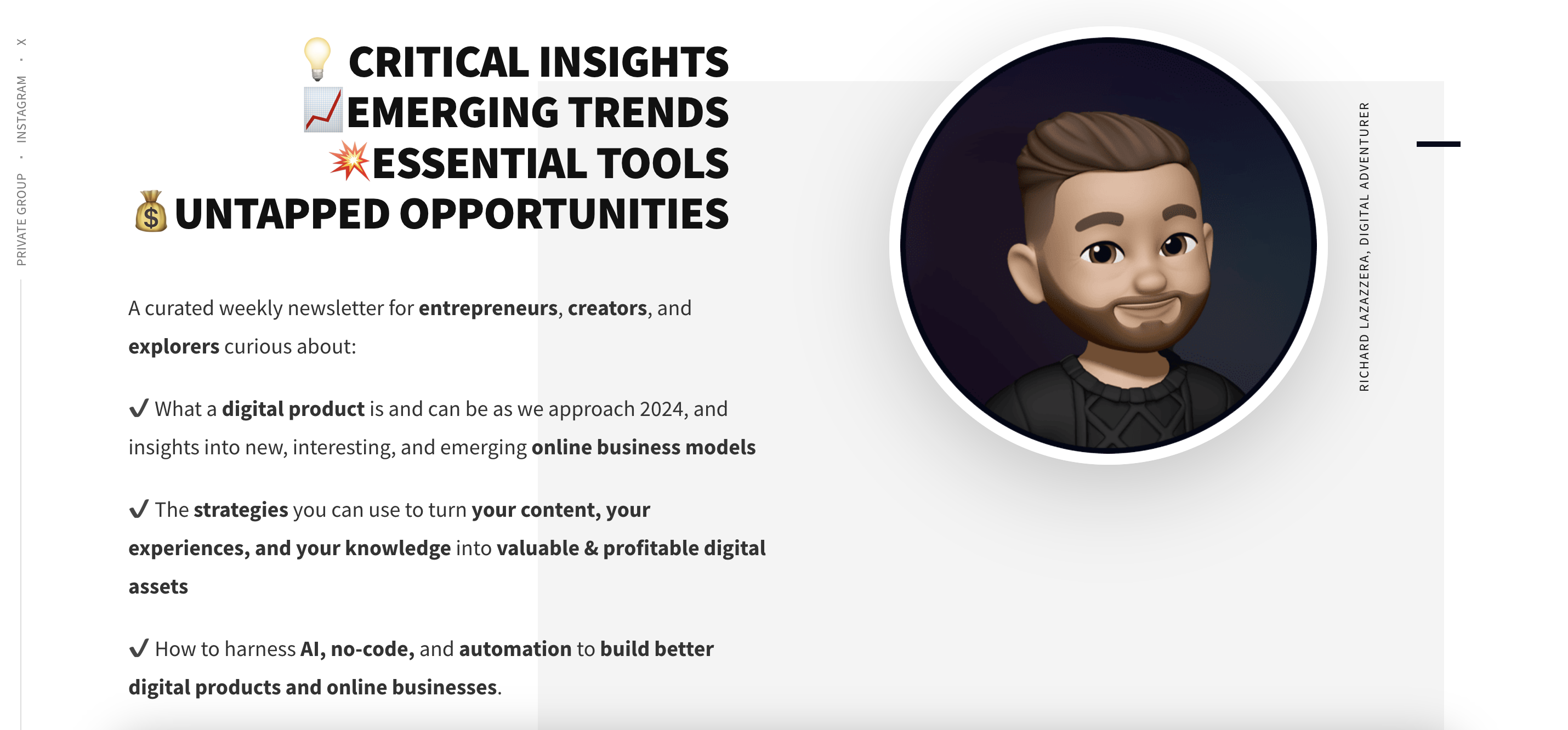 Daha İyi Bir Limonata Standı, Richard Lazazerra'nın e-ticaretin temellerini kapsayan haftalık bir bültenidir