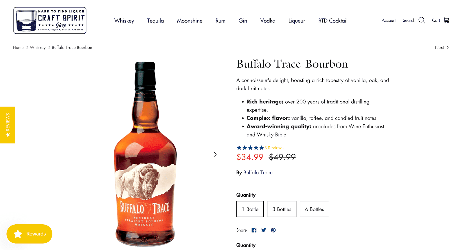 Strona produktu Craft Spirit Shops Buffalo Trace Bourbon.