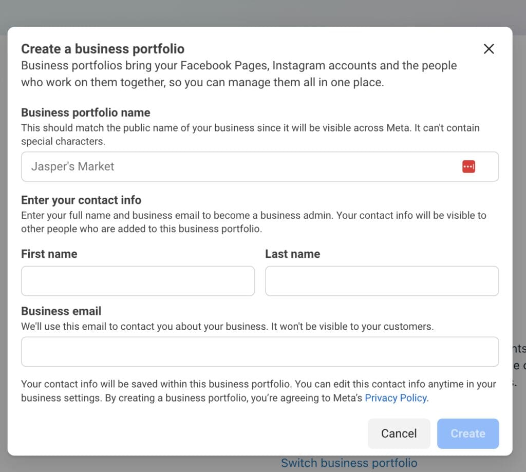 Podaj szczegóły potrzebne do stworzenia portfolio biznesowego.