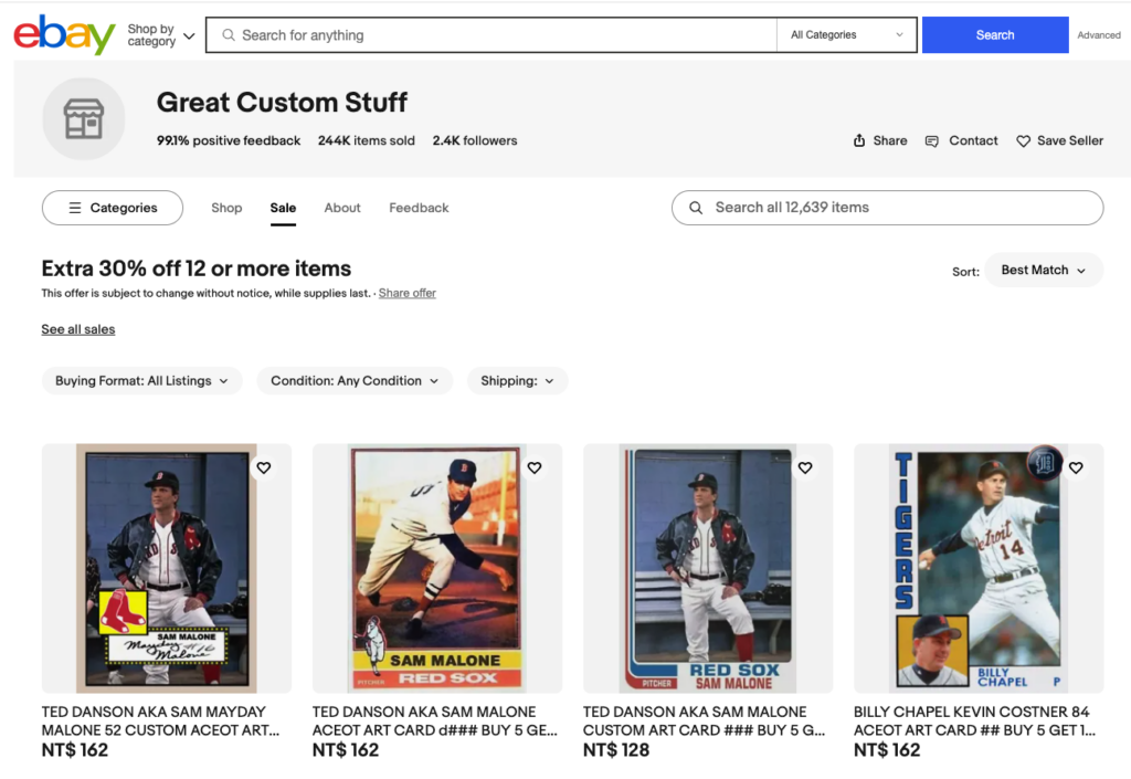 ร้าน Ebey Great Custom Stuff มอบส่วนลดพิเศษ 30% สำหรับสินค้า 12 รายการขึ้นไป