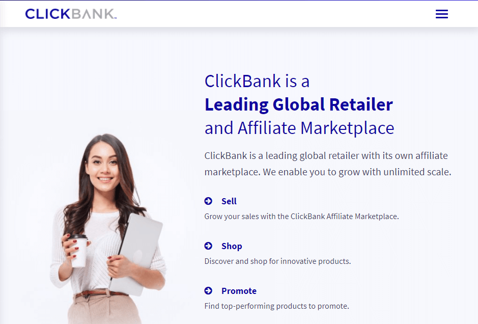 strona główna Clickbank | Łatwy partner The Clickbank homepage.