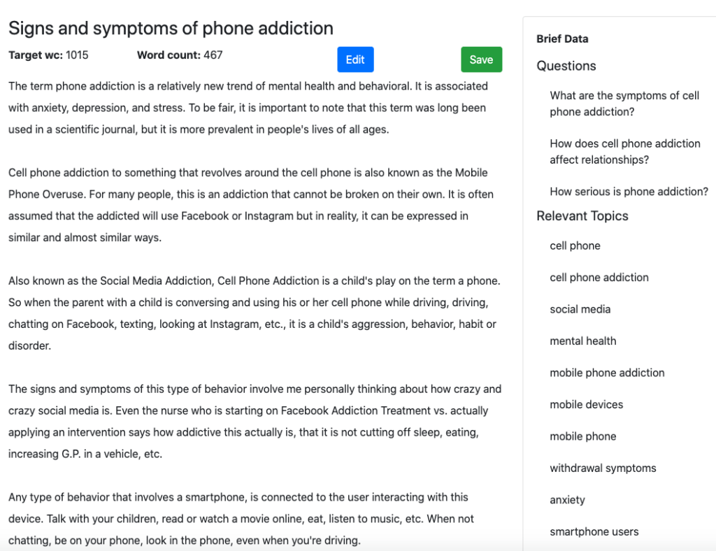 Texte généré par MarketMuse First Draft.