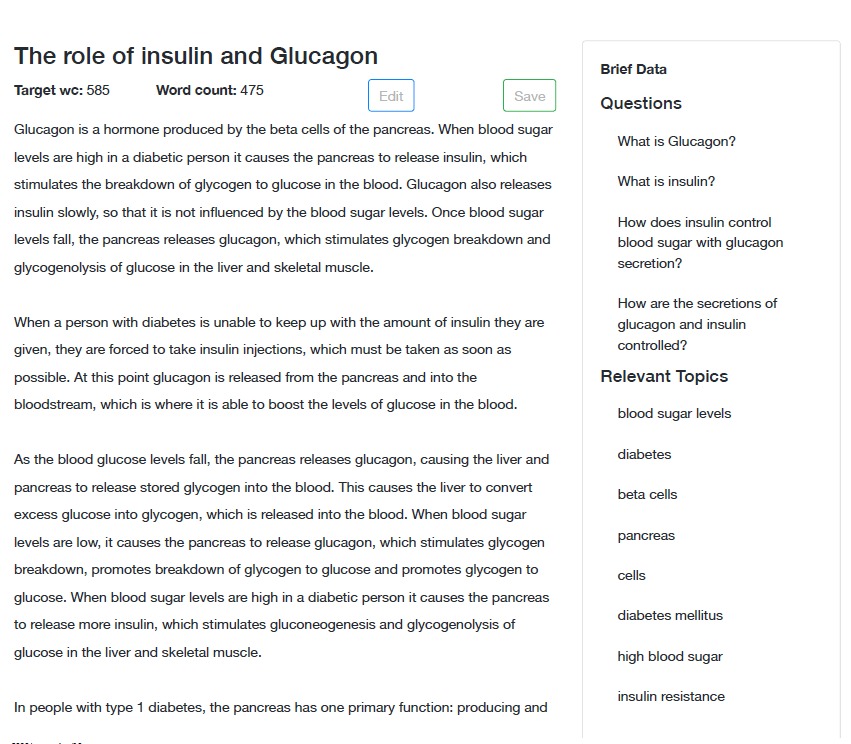 Texte généré par MarketMuse First Draft