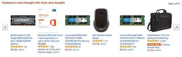 Список персональных рекомендаций Amazon.