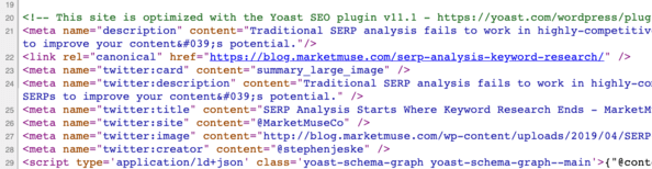 ซอร์สโค้ดของหน้าเว็บแสดงแท็ก rel=canonical