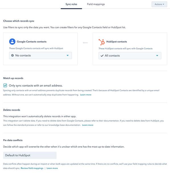 operasi hubspot sinkronisasi data hub