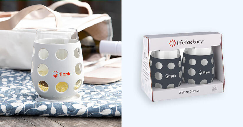 Verres à vin personnalisés avec manchons en silicone