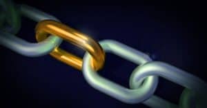 enlace de cadenas que se supone que representa la construcción de backlinks para SEO básico
