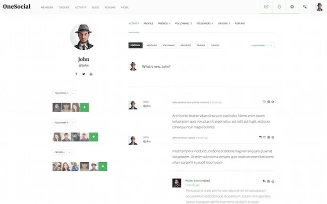 Thème OneSocial-BuddyPress