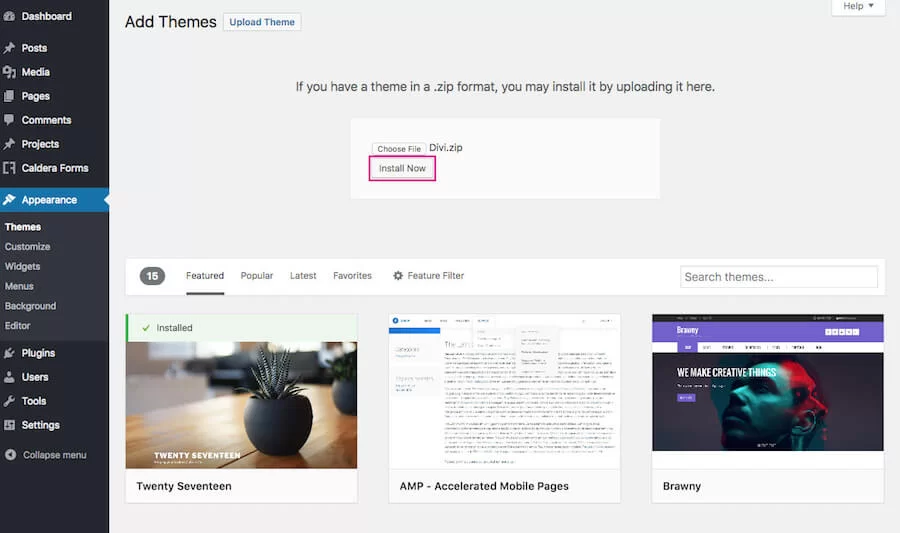 Diviテーマをインストールする