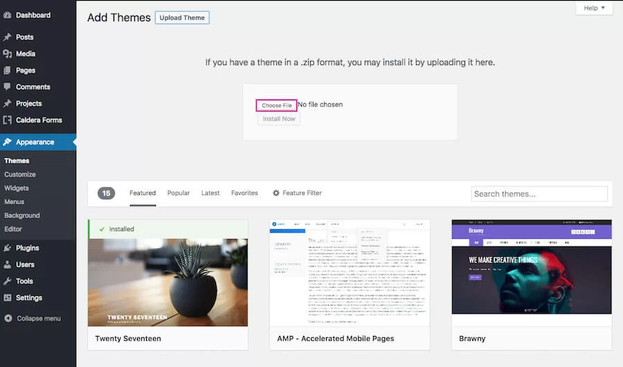 テーマをアップロード
