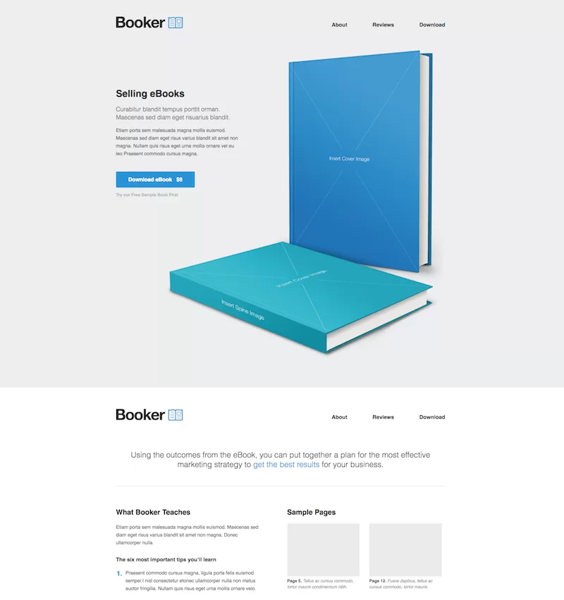 Modello di pagina di copertina dell'ebook Booke