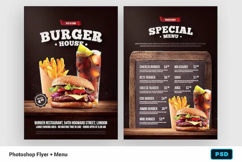 Templat Mockup Brosur Burger