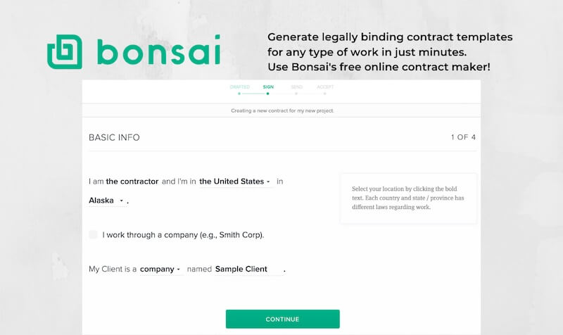 Pembuat Kontrak Online Bonsai