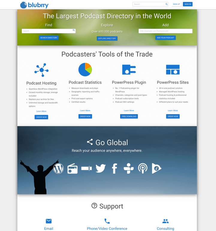 Hosting di podcast Blubrry