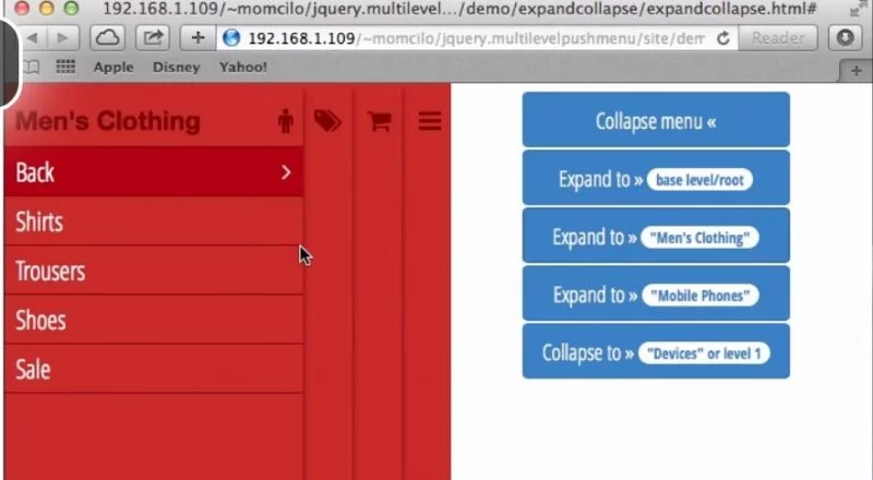 Плагин jQuery для многоуровневого push-меню