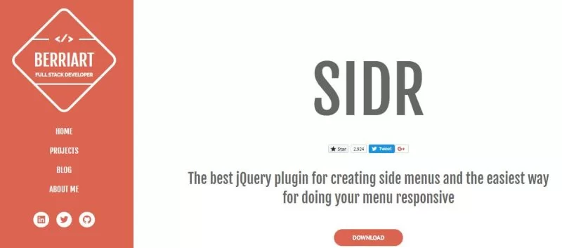 Плагин меню SIDR jQuery