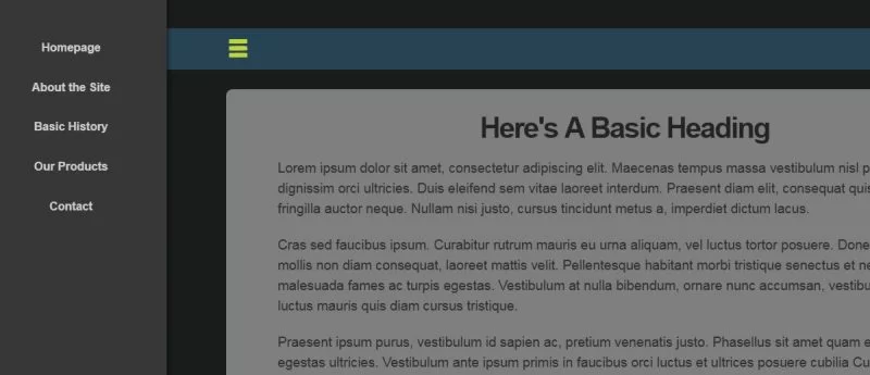 Отзывчивое меню слайдера