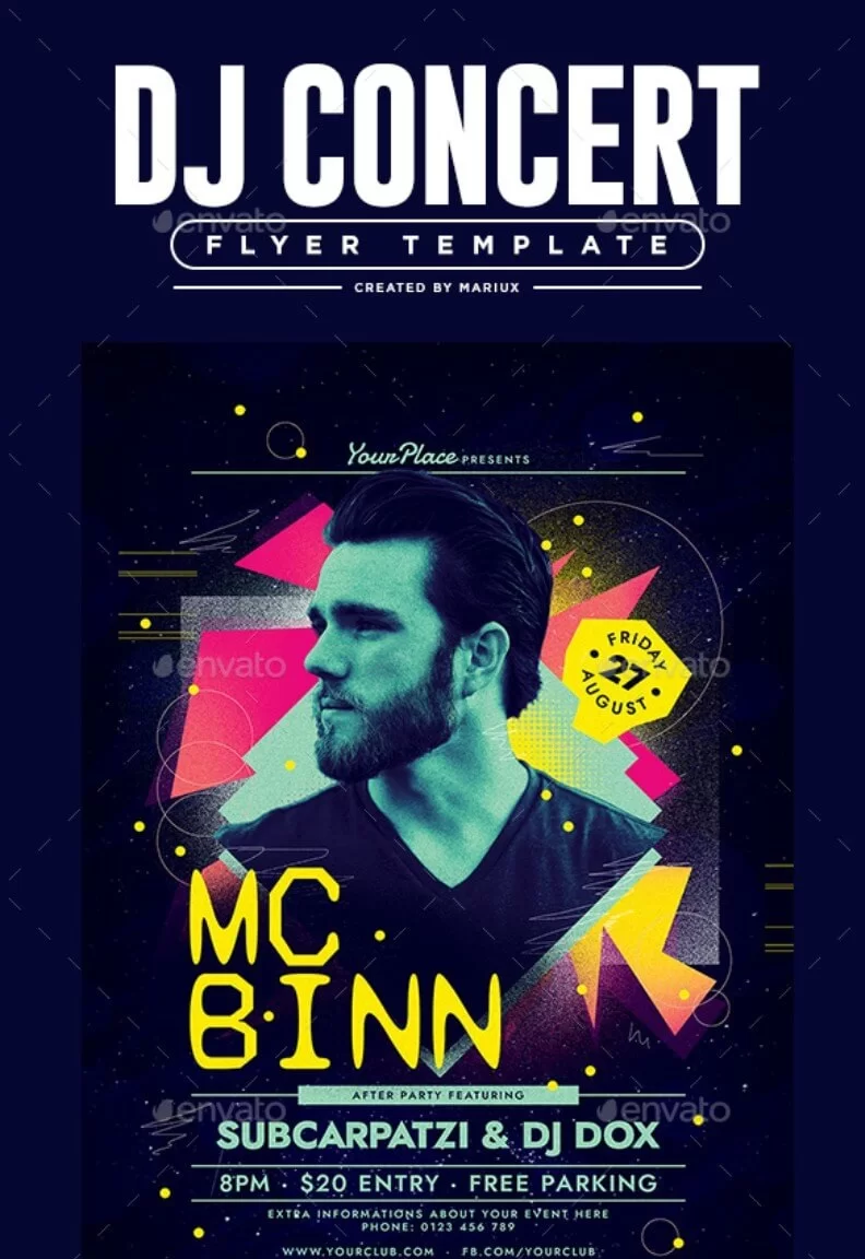Plantilla de volante de concierto de DJ