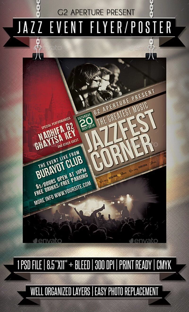 Folleto de evento de jazz