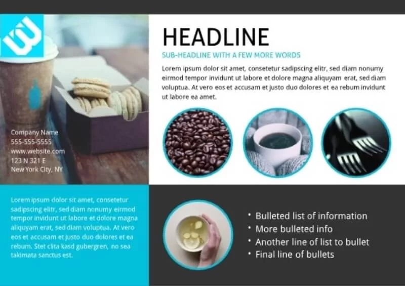 Plantilla de volante de restaurante Cobalt Cafe