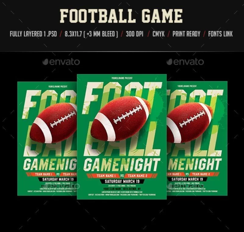 Folleto de noche de juego de fútbol