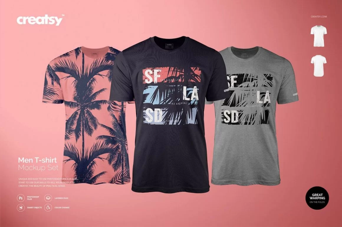 Conjunto de maquetas de camiseta de hombre