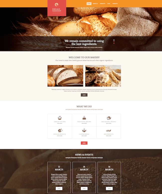 Tema WordPress de pastelaria